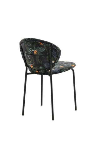 Vault Dining Chair - Svarta ben - Black Flower tryckt tyg