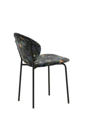 Vault Dining Chair - Svarta ben - Black Flower tryckt tyg