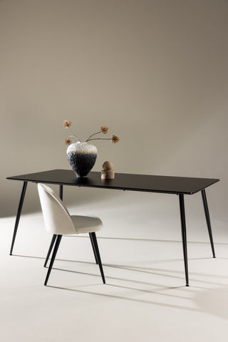 Silar Matbord - 180 cm - Svart Melamin / Svarta Ben