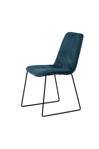 Muce Matstol 2-pack - Svarta ben - Blue Velvet