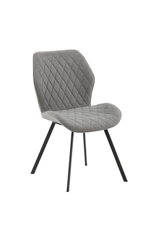 Gemma Matstol 2-pack - Svarta ben - Grå tyg