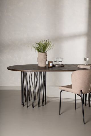 Furniture Fashion Ovalt matbord i sten - Svart / Moccafaner