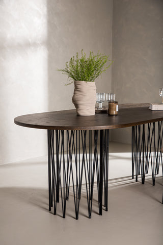 Furniture Fashion Ovalt matbord i sten - Svart / Moccafaner