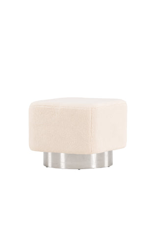 Venture Home Newton Ottoman/Puff - Silver / Offwhite Fleece