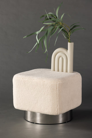 Venture Home Newton Ottoman/Puff - Silver / Offwhite Fleece