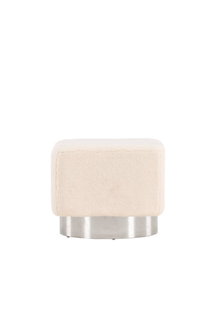 Venture Home Newton Ottoman/Puff - Silver / Offwhite Fleece