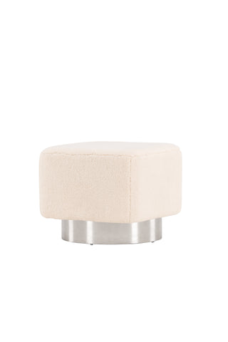 Venture Home Newton Ottoman/Puff - Silver / Offwhite Fleece
