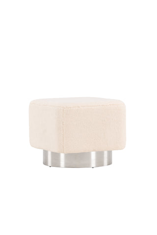Venture Home Newton Ottoman/Puff - Silver / Offwhite Fleece