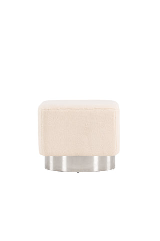 Venture Home Newton Ottoman/Puff - Silver / Offwhite Fleece