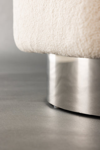 Venture Home Newton Ottoman/Puff - Silver / Offwhite Fleece