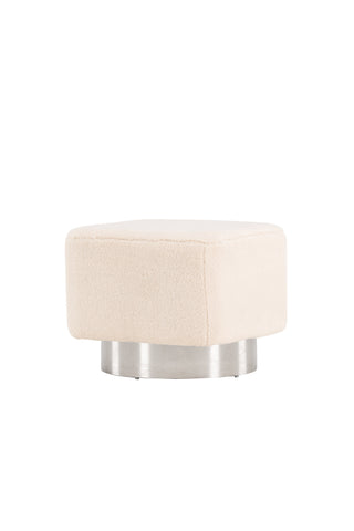Venture Home Newton Ottoman/Puff - Silver / Offwhite Fleece