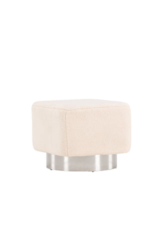 Venture Home Newton Ottoman/Puff - Silver / Offwhite Fleece
