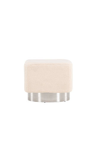 Venture Home Newton Ottoman/Puff - Silver / Offwhite Fleece