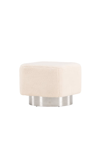 Venture Home Newton Ottoman/Puff - Silver / Offwhite Fleece
