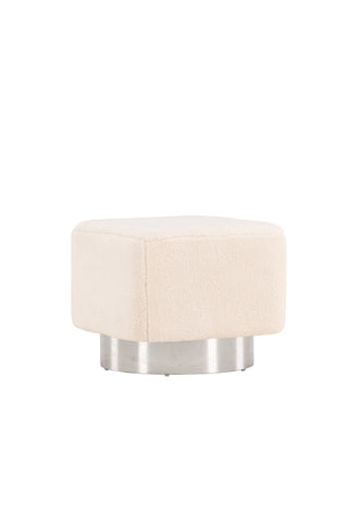 Venture Home Newton Ottoman/Puff - Silver / Offwhite Fleece