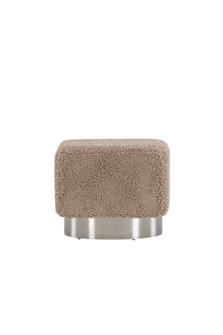 Venture Home Newton Ottoman/Puff - Silver / Offwhite Fleece