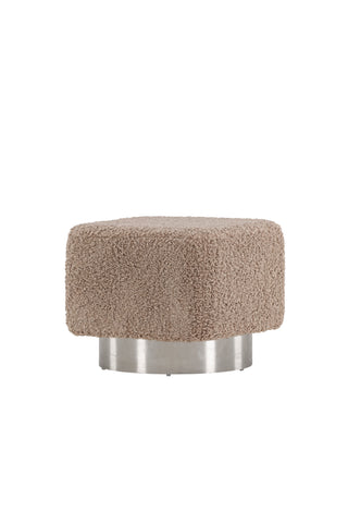 Venture Home Newton Ottoman/Puff - Silver / Beige Teddy
