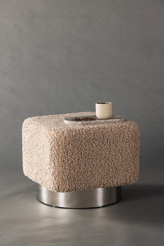 Venture Home Newton Ottoman/Puff - Silver / Beige Teddy