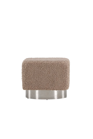 Venture Home Newton Ottoman/Puff - Silver / Beige Teddy