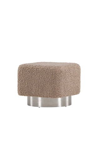 Venture Home Newton Ottoman/Puff - Silver / Beige Teddy