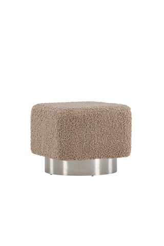 Venture Home Newton Ottoman/Puff - Silver / Beige Teddy