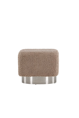 Venture Home Newton Ottoman/Puff - Silver / Beige Teddy