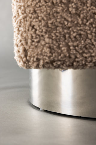 Venture Home Newton Ottoman/Puff - Silver / Beige Teddy