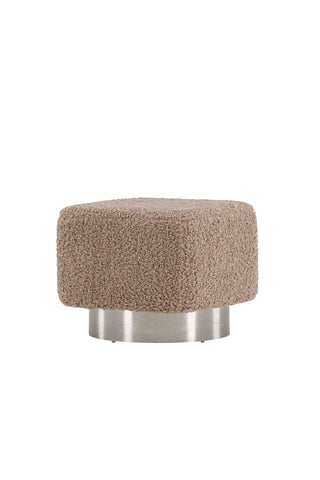 Venture Home Newton Ottoman/Puff - Silver / Beige Teddy