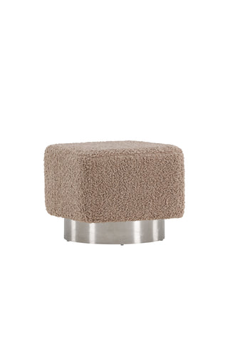 Venture Home Newton Ottoman/Puff - Silver / Beige Teddy