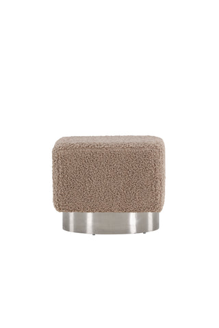 Venture Home Newton Ottoman/Puff - Silver / Beige Teddy