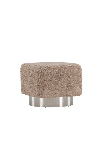 Venture Home Newton Ottoman/Puff - Silver / Beige Teddy