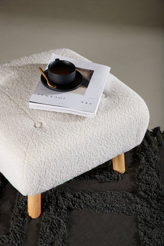 Venture Home Salina Ottoman/Puff - White Wash / White Boucle