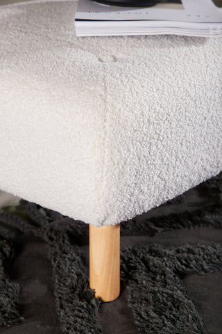 Venture Home Salina Ottoman/Puff - White Wash / White Boucle