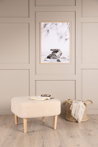 Venture Home Salina Ottoman/Puff - Oaklook / Vit Fleece