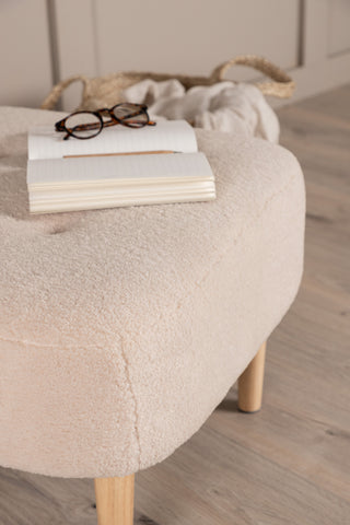 Venture Home Salina Ottoman/Puff - Oaklook / Vit Fleece