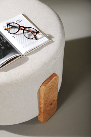 Venture Home Coffey Ottoman/Puff - Natur / Vitt Linne
