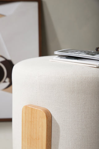 Venture Home Coffey Ottoman/Puff - Natur / Vitt Linne