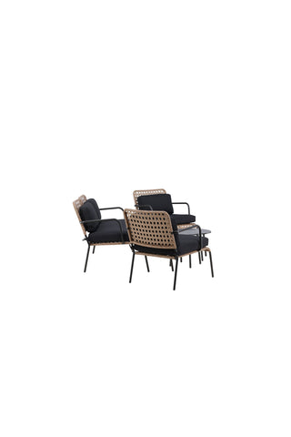 Venture Home Paola Soffset - Black Steel / Nature Wicker / Black Cushion