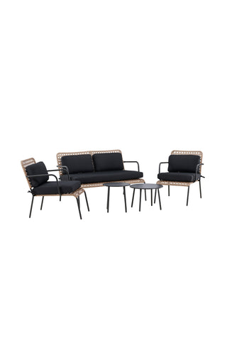 Venture Home Paola Soffset - Black Steel / Nature Wicker / Black Cushion