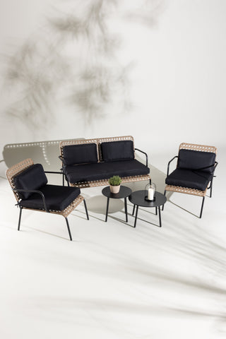 Venture Home Paola Soffset - Black Steel / Nature Wicker / Black Cushion