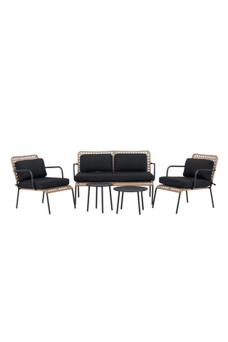 Venture Home Paola Soffset - Black Steel / Nature Wicker / Black Cushion