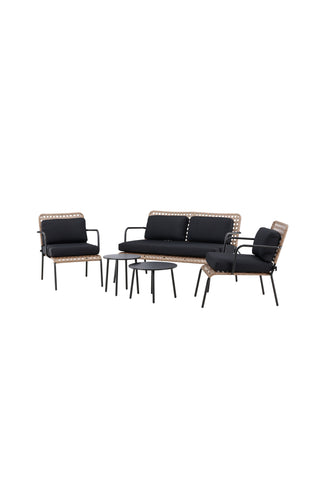 Venture Home Paola Soffset - Black Steel / Nature Wicker / Black Cushion