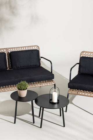 Venture Home Paola Soffset - Black Steel / Nature Wicker / Black Cushion