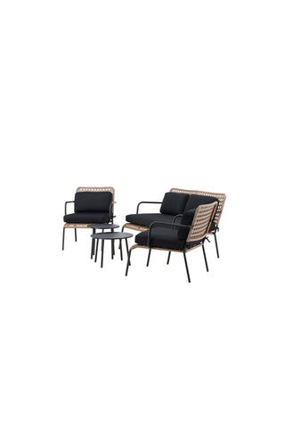 Venture Home Paola Soffset - Black Steel / Nature Wicker / Black Cushion