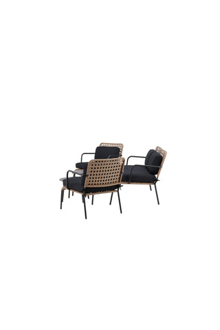 Venture Home Paola Soffset - Black Steel / Nature Wicker / Black Cushion