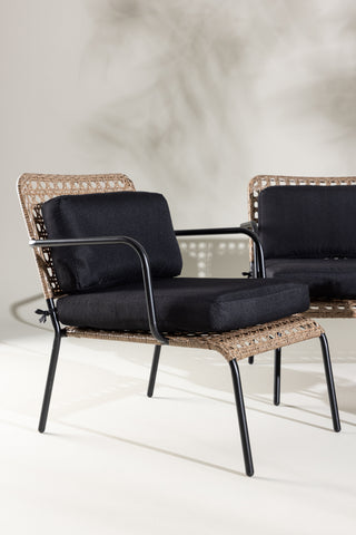 Venture Home Paola Soffset - Black Steel / Nature Wicker / Black Cushion