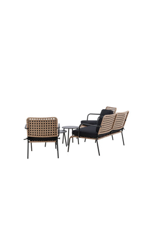 Venture Home Paola Soffset - Black Steel / Nature Wicker / Black Cushion