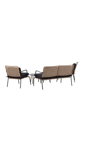 Venture Home Paola Soffset - Black Steel / Nature Wicker / Black Cushion