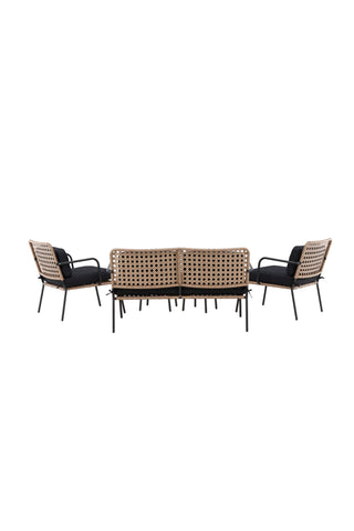 Venture Home Paola Soffset - Black Steel / Nature Wicker / Black Cushion