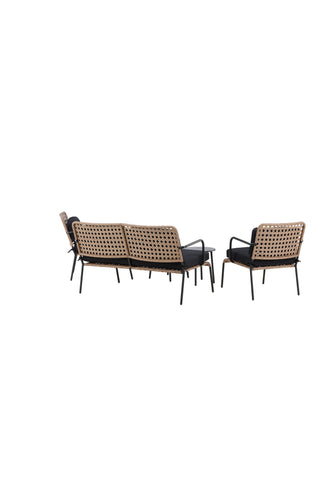 Venture Home Paola Soffset - Black Steel / Nature Wicker / Black Cushion